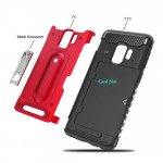 Wholesale Samsung Galaxy S9 Rugged Kickstand Armor Case with Card Slot (Black)